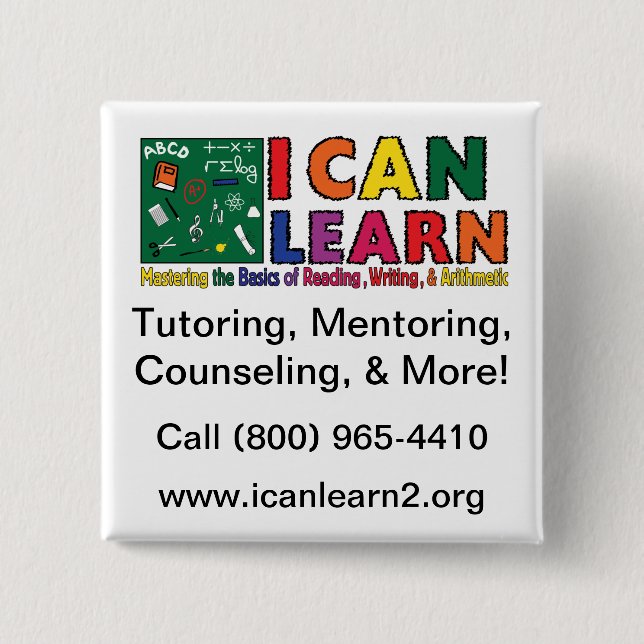 I Can Learn Square Button (Front)