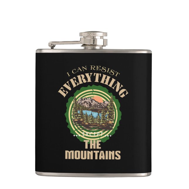 I Can Resist Everything Except Inspirational Quote Hip Flask (Front)