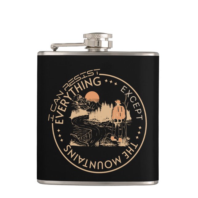 I Can Resist Everything Except Inspirational Quote Hip Flask (Front)