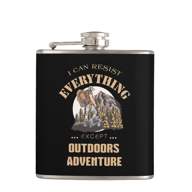 I Can Resist Everything Except Inspirational Quote Hip Flask (Front)