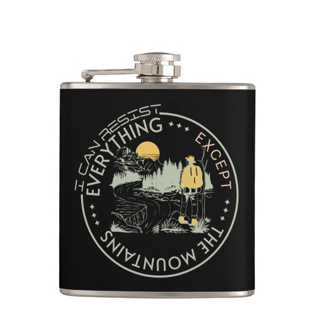 I Can Resist Everything Except Inspirational Quote Hip Flask (Front)
