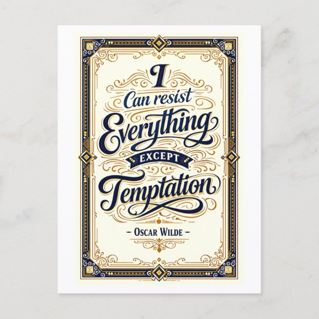 "I Can Resist Everything" Wilde Quotation Postcard (Front)