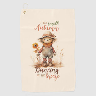 I Can Smell Autumn – Rustic Scarecrow & Sunflower Golf Towel