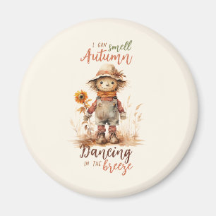 I Can Smell Autumn – Rustic Scarecrow & Sunflower Magnet