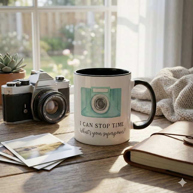 I Can Stop Time Photographer Mug (This fun, "I can stop time, what's your superpower?" mug would make a great gift for a photographer!)