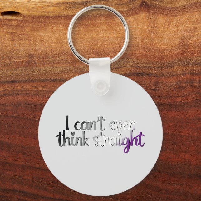 I Can’t Even Think Straight – Asexual Pride Key Ring (Front)