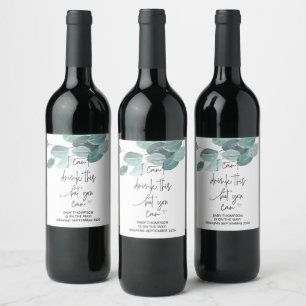 I Can't Drink This You Can Pregnancy Announcement Wine Label
