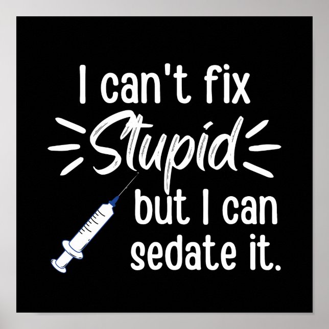 I Can't Fix Stupid But I Can Sedate It Poster (Front)