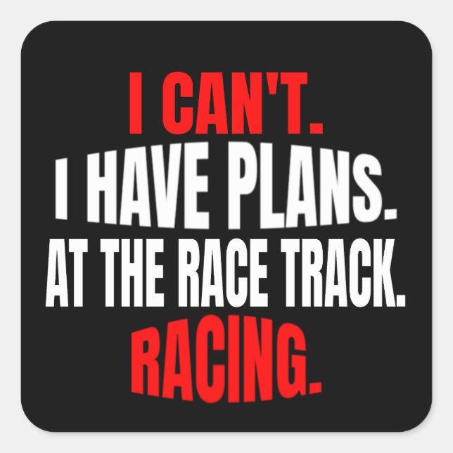 I Can't I Have Plans At The Race Track Racing  Square Sticker (Front)