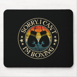 I Cant Im Boxing Lover Funny Retro Style Boxer Glo Mouse Mat