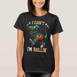 I Can't I'm Lling Sketll Dinosaur T Rex Boys Kids  T-Shirt