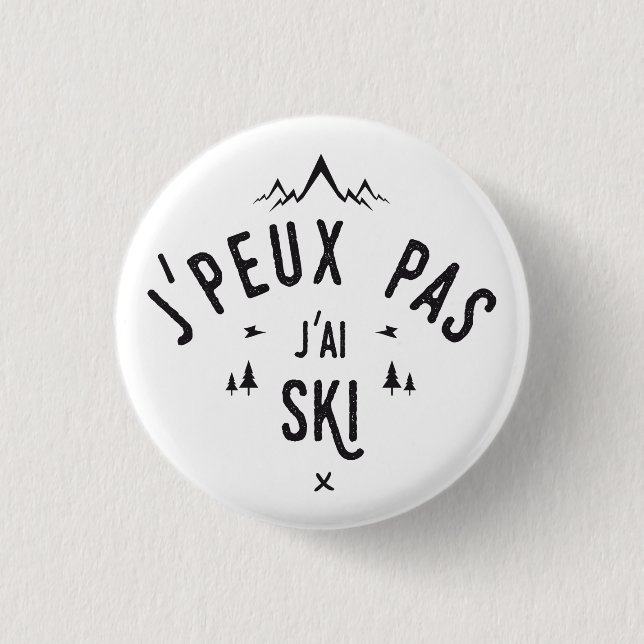 I can't ski 3 cm round badge (Front)
