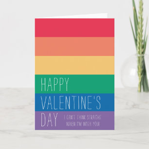 I Can't Think Straight   LGBTQ Rainbow Valentine Holiday Card