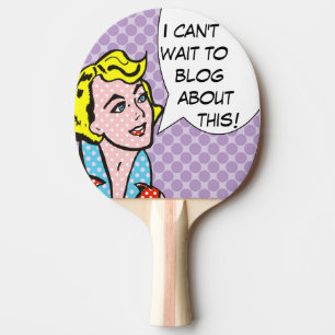 I Can't Wait to Blog Comic Book Ping Pong Paddle