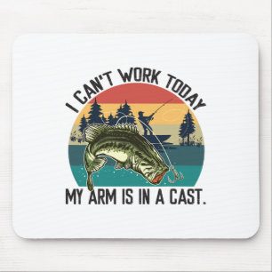 I Can't Work Today Fishy Fisherman Funny Fishing L Mouse Mat