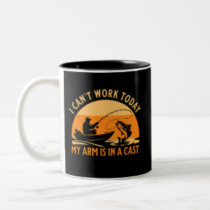 I Can't Work Today My Arm Is In A Cast – Funny Fis Two-Tone Coffee Mug