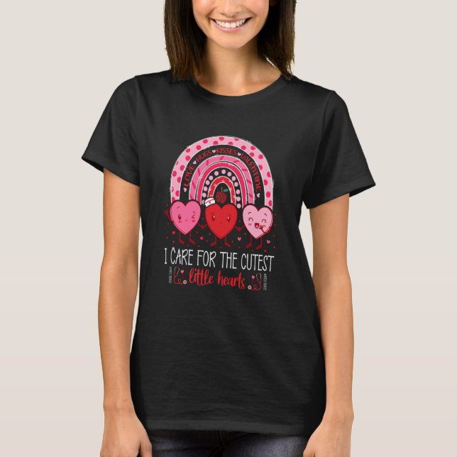 I Care For Cutest Little Hearts NICU Nurse Valenti T-Shirt (Front)