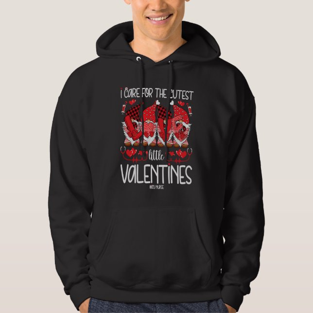 I Care For The Cutest Little Valentines Gnomes ICU Hoodie (Front)