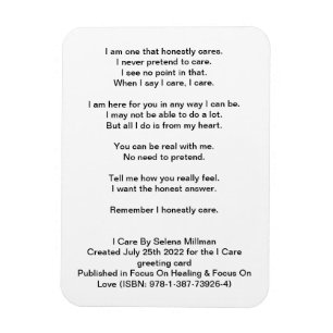 "I Care" Poem Magnet