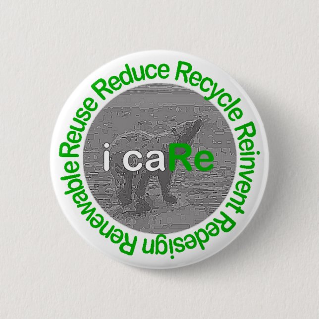 i caRe Polar Bear 6 Cm Round Badge (Front)