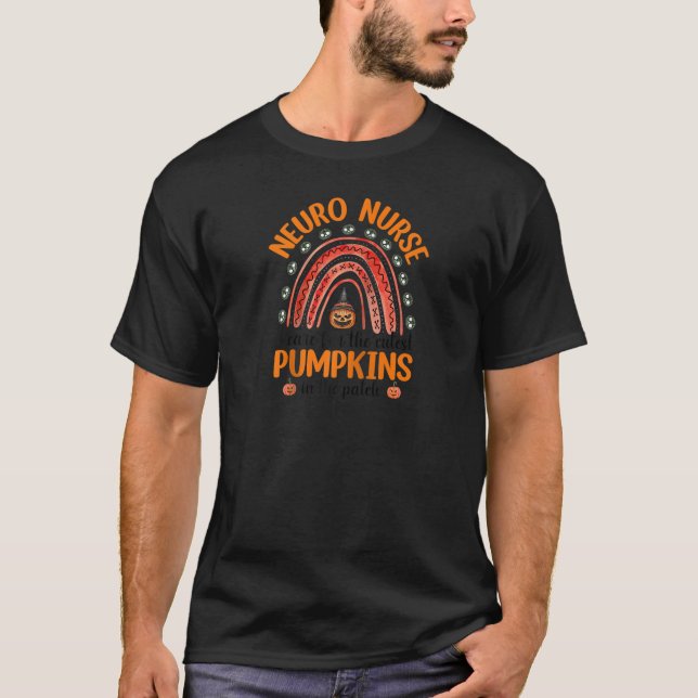I Care The Cutest Pumpkins Neuro Nurse Rainbow Hal T-Shirt (Front)