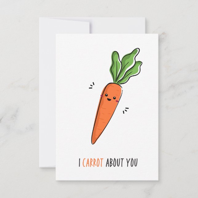 I Carrot About You Funny Pun Thank You Card (Front)