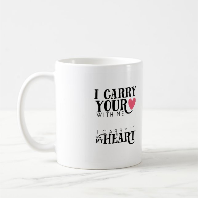 i carry your heart with me | pink heart coffee mug (Left)