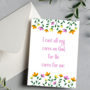 I Cast All My Cares On God Christian Affirmation Holiday Card