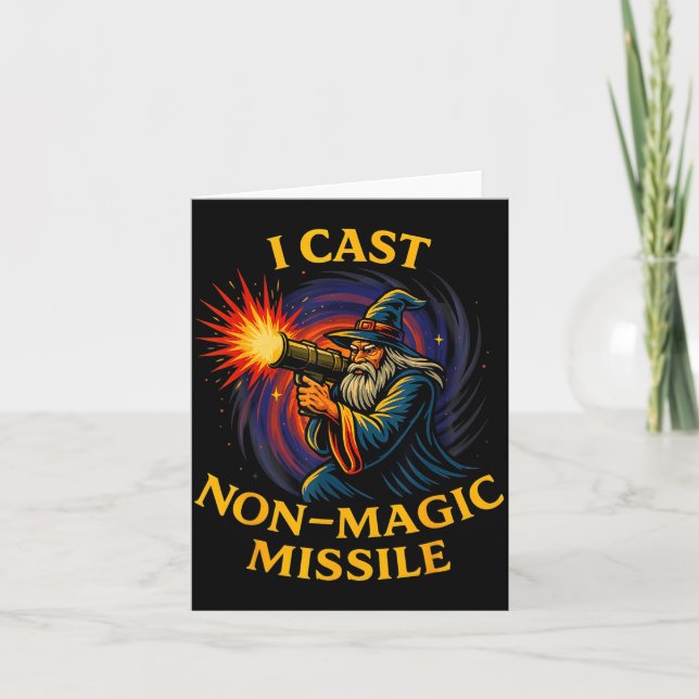 I Cast Non-magic Missile Funny Wizard Parody Meme  Card (Front)