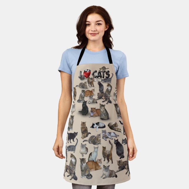 I ❤ Cats 😺 all-over-print  Apron (Worn)