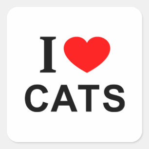 I ❤️ CATS I LOVE CATS I HEART CATS SQUARE STICKER