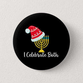 I Celebrate Both Christmas Hanukkah Chanukah 6 Cm Round Badge