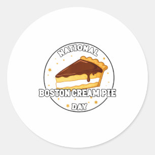 I Celebrate National Boston Cream E Day Food Cake Classic Round Sticker