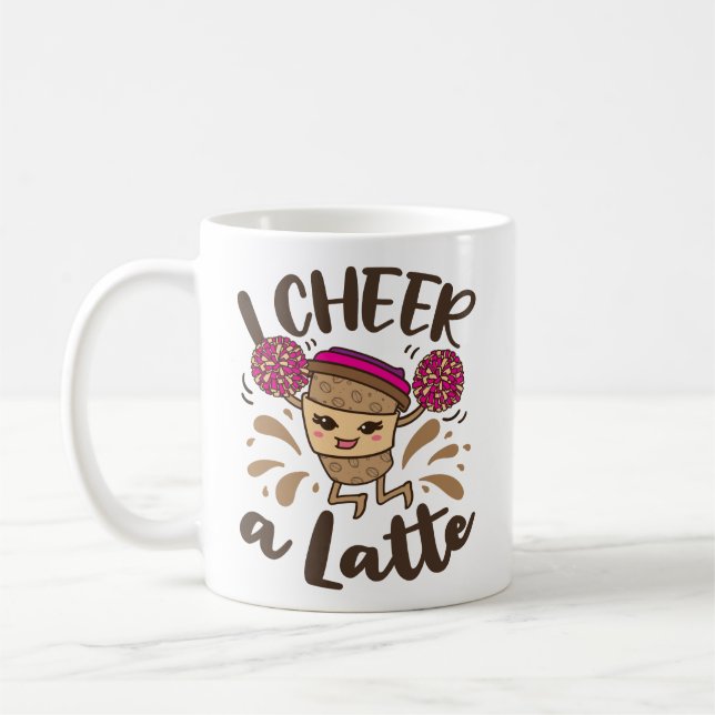 I Cheer a Latte Cute Cheerleading Coffee Coffee Mug (Left)