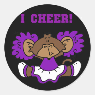 I Cheer Purple and White Tshirts and Gifts Classic Round Sticker