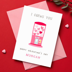 I chews You Bubble Gum Classroom Valentines Day Card
