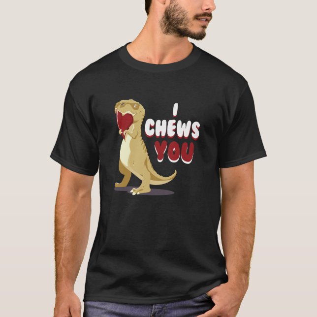 I Chews You Cupid Rex Dinosaur Dino Heart Valentin T-Shirt (Front)