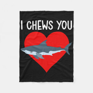I Chews You Funny Shark Valentines Day Couple Kids Fleece Blanket