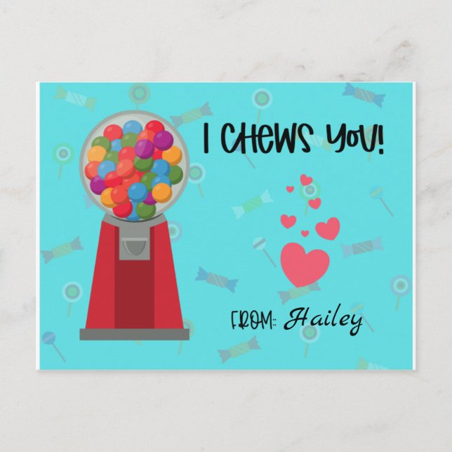 I Chews You Gumball Valentine's Day Card (Front)