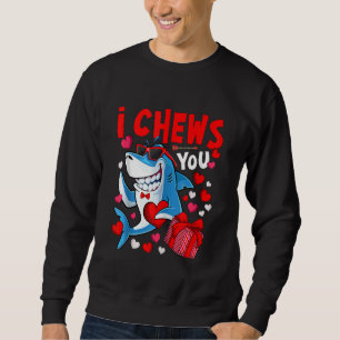 I Chews You Heart Shark Valentine's Day Shark Boy Sweatshirt