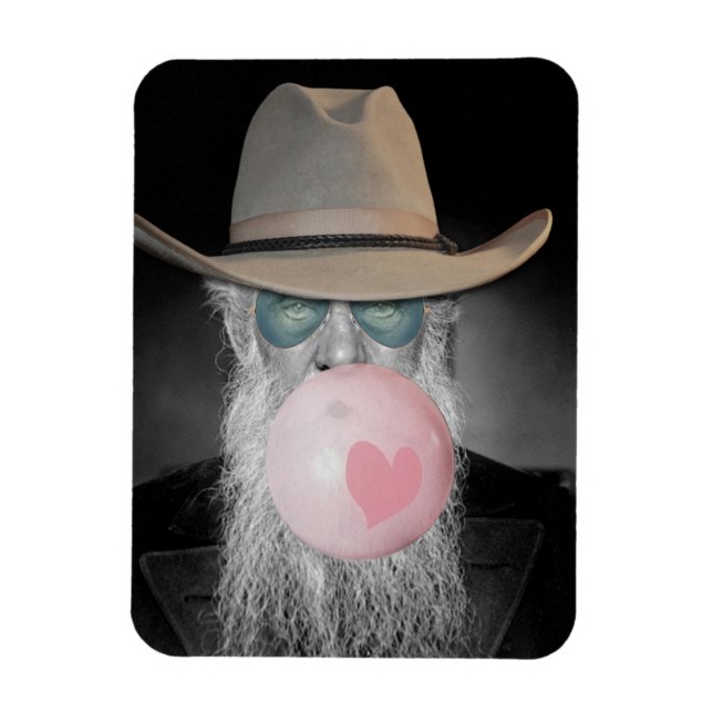 I CHEWS You Old Guy Blowing Gum Bubble and Heart Magnet (Vertical)