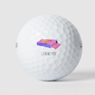 'I Chews You' Playful Sweet Fun Bubble Gum Funny  Golf Balls