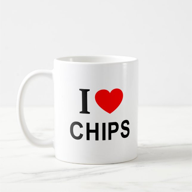 I ❤️ CHIPS I LOVE CHIPS I HEART CHIPS COFFEE MUG (Left)