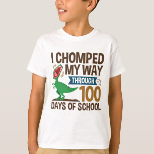 I Chomped My Way Through 100 Days Dinosaur  T-Shirt