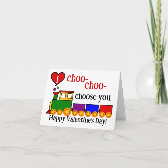 I Choo Choose You Valentine's Day Kid's Train Note Card (Front)
