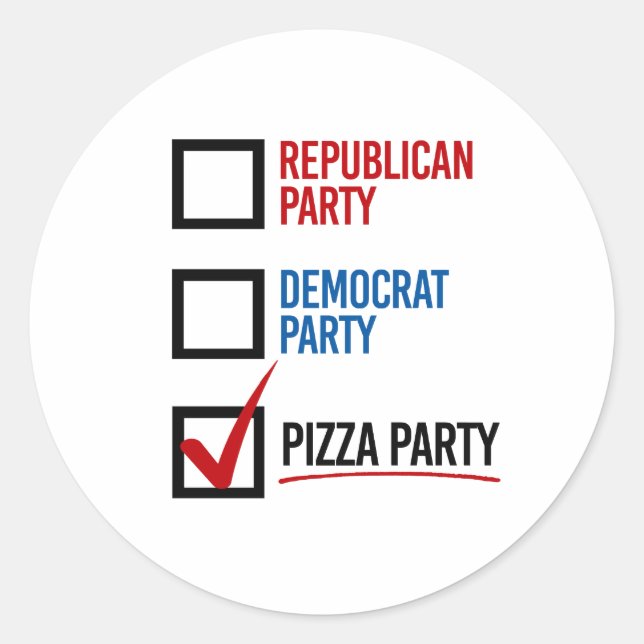 I Choose Pizza Party Classic Round Sticker (Front)