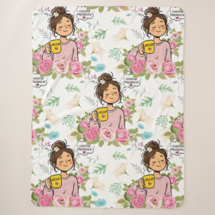 I Choose Presence Mindful Mum Floral Pattern Sherpa Blanket