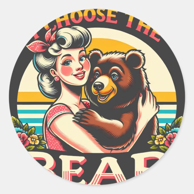 I Choose The Bear Classic Round Sticker (Front)