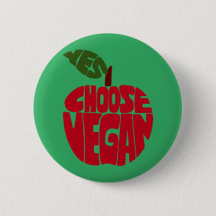 I Choose Vegan - Apple Typography 6 Cm Round Badge