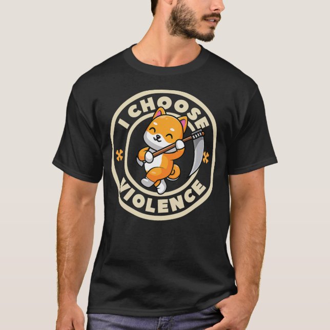 I choose violence funny cute Fox holding scythe T-Shirt (Front)